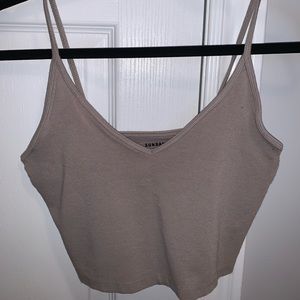 Aritzia Cropped Taupe Tank Top